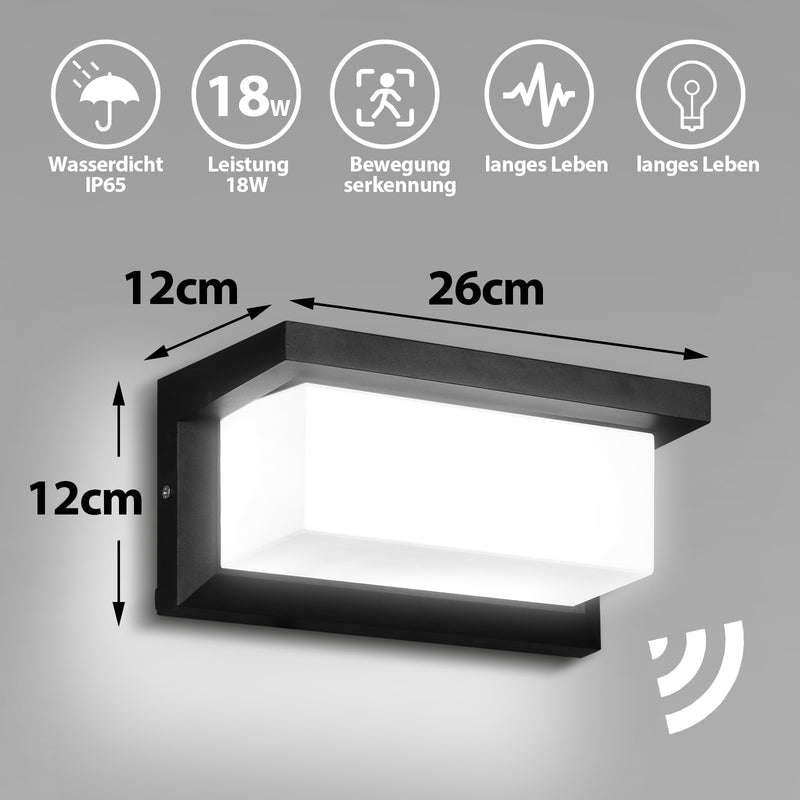 Sonnewelt LED Wandleuchte mit Bewegungsmelder 18W