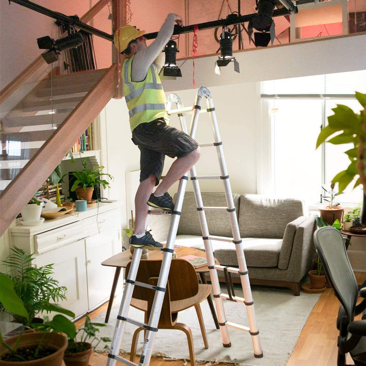 Sonnewelt 3.8m Teleskop Klappleiter Aluminium Bis 150 kg Belastbarkeit