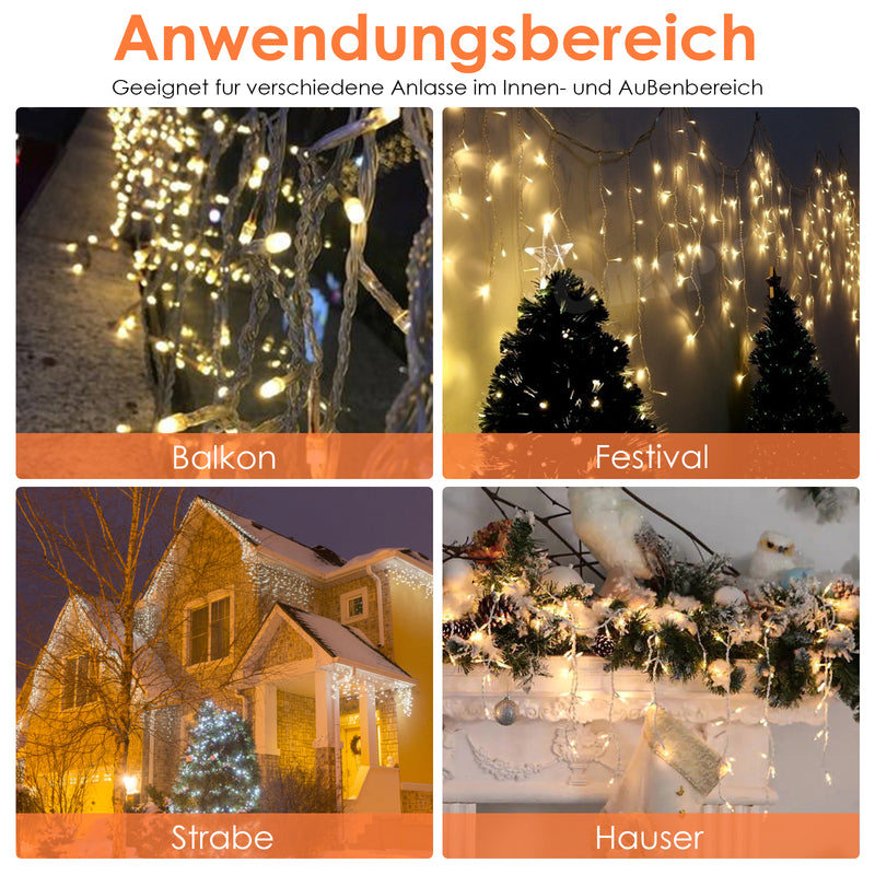 Sonnewelt LED Eisregen Lichterkette 200/400/600 LEDs