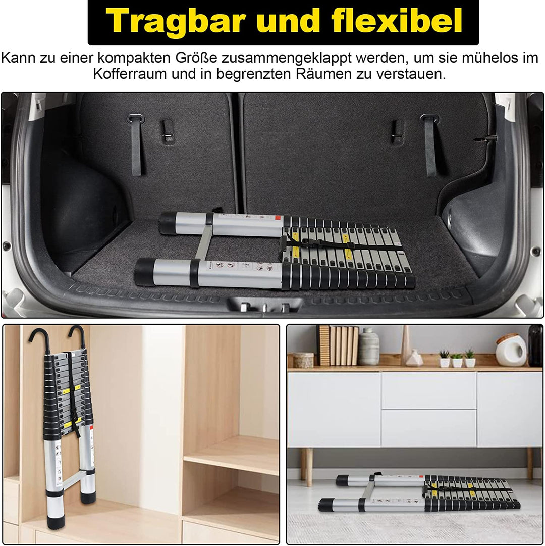 Sonnewelt telescopic ladder with 2 removable hooks