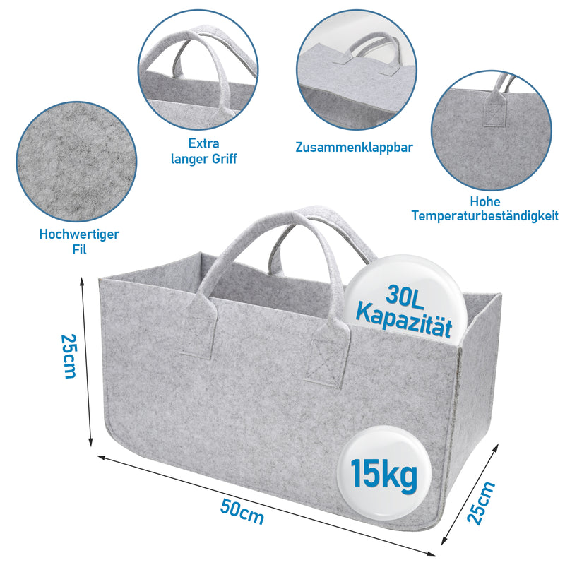 Sonnewelt 2x Felt Bag Firewood Bag Firewood Basket Foldable