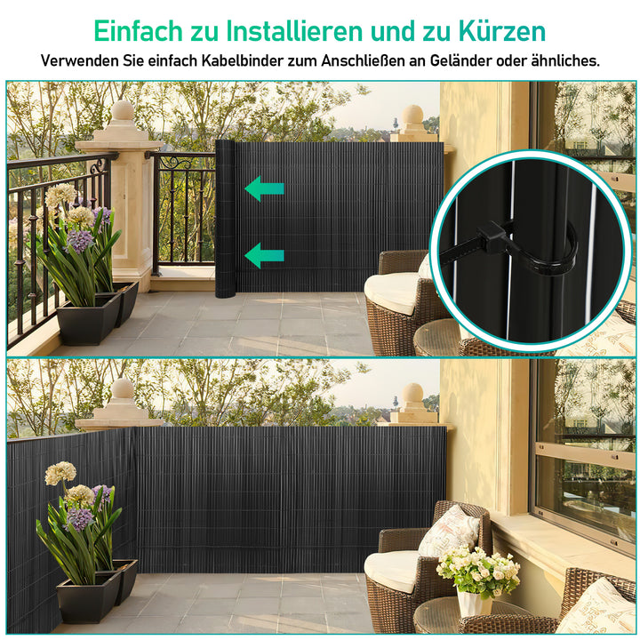 Sonnewelt PVC Sichtschutzmatte mit Kabelbindern