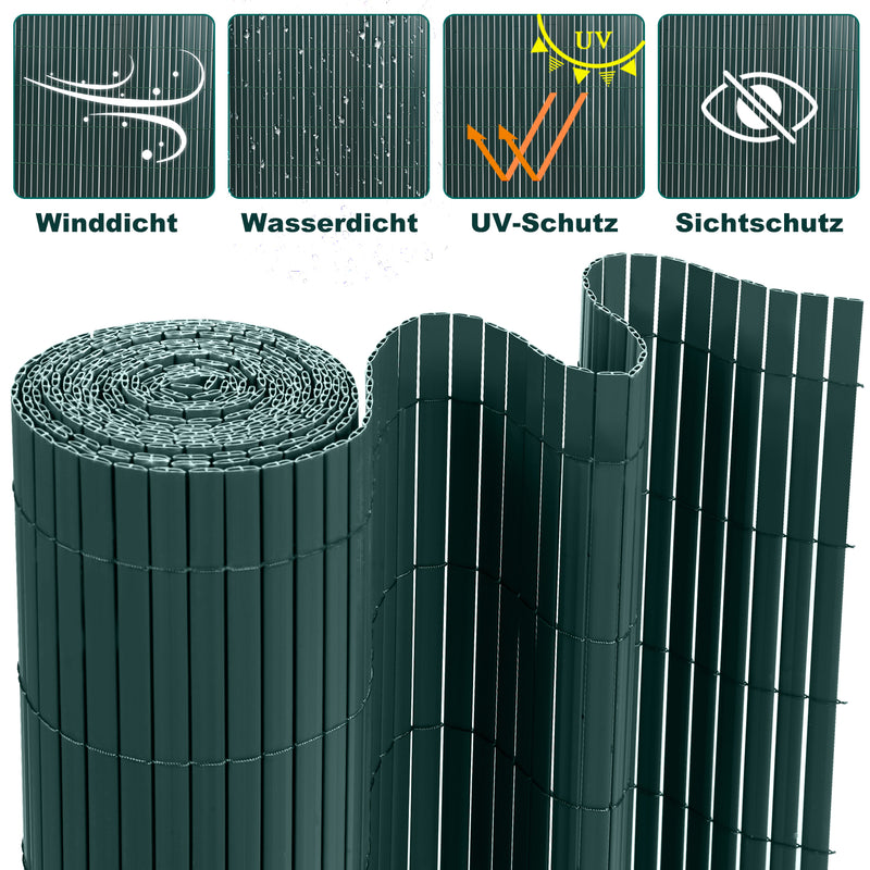 Sonnewelt PVC Sichtschutzmatte mit Kabelbindern Doppelte Verstärkung