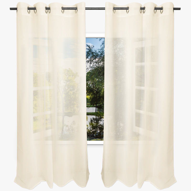 Sonnewelt 2x Gardinen Voile Ösenvorhänge Polyester