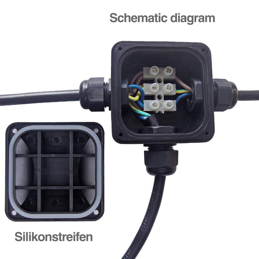 Sonnewelt Wasserdichte Abzweigdose 3-Wege Verteilerdose IP68