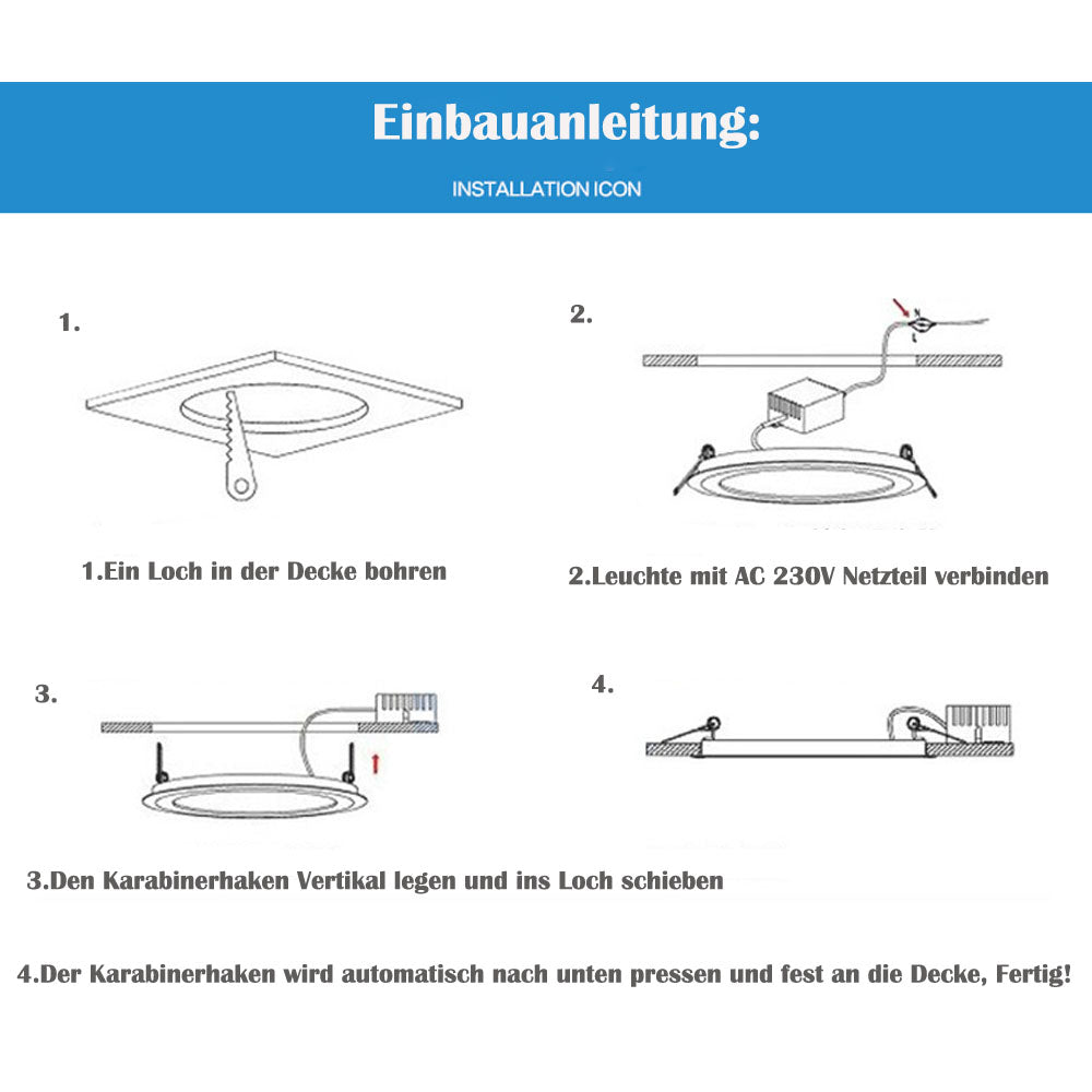Sonnewelt LED Einbaustrahler 6W/9W/12W/18W  IP44