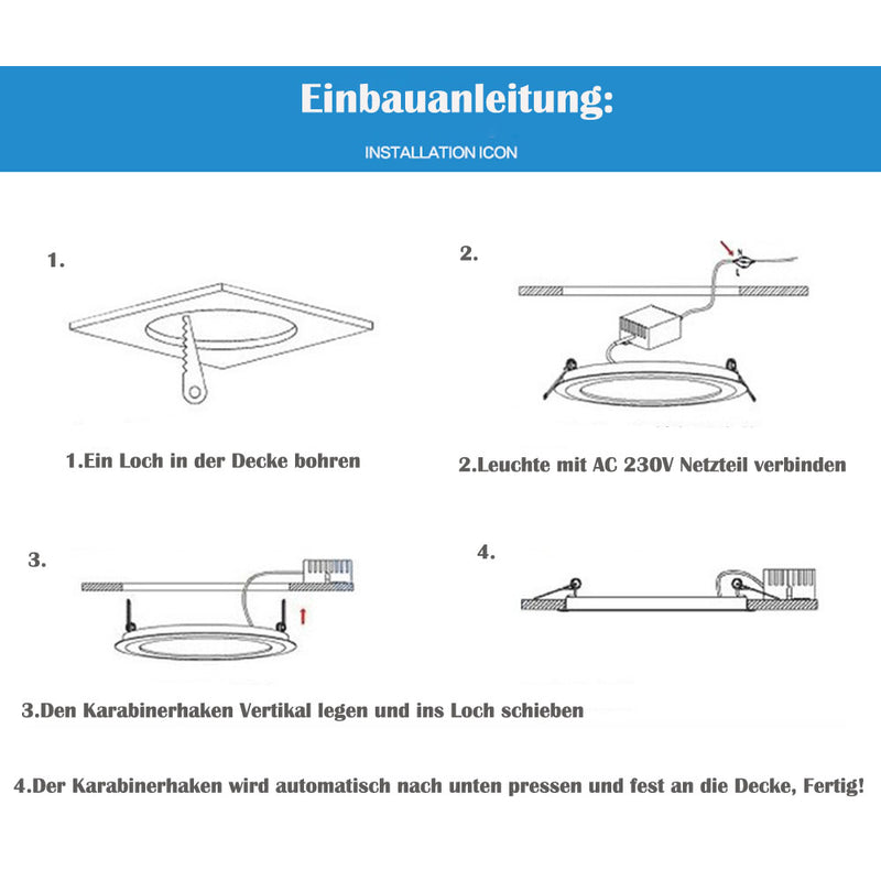 Sonnewelt LED Einbaustrahler 6W/9W/12W/18W  IP44