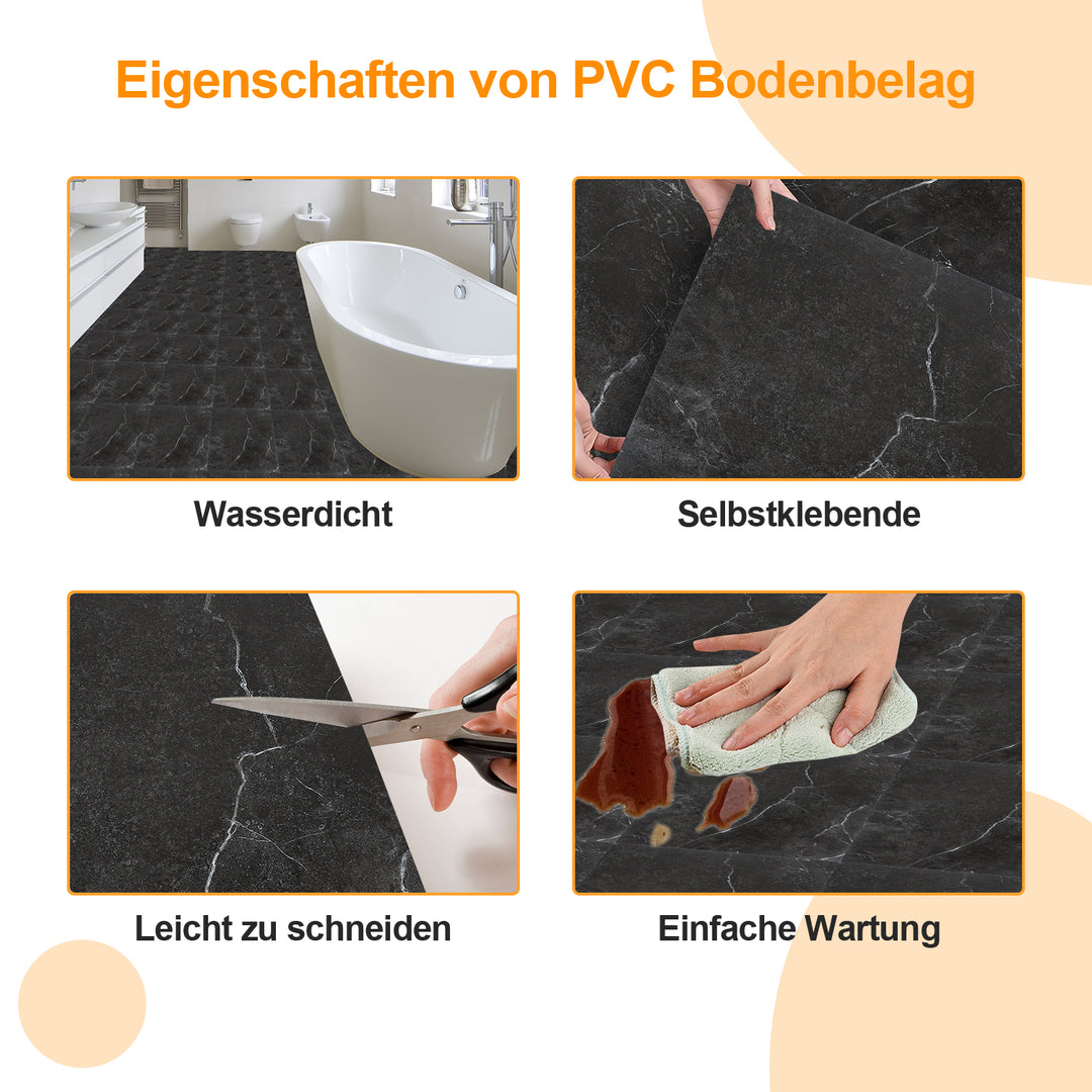 Sonnewelt PVC Bodenbelag Selbstklebend Fliesen 30x30cm