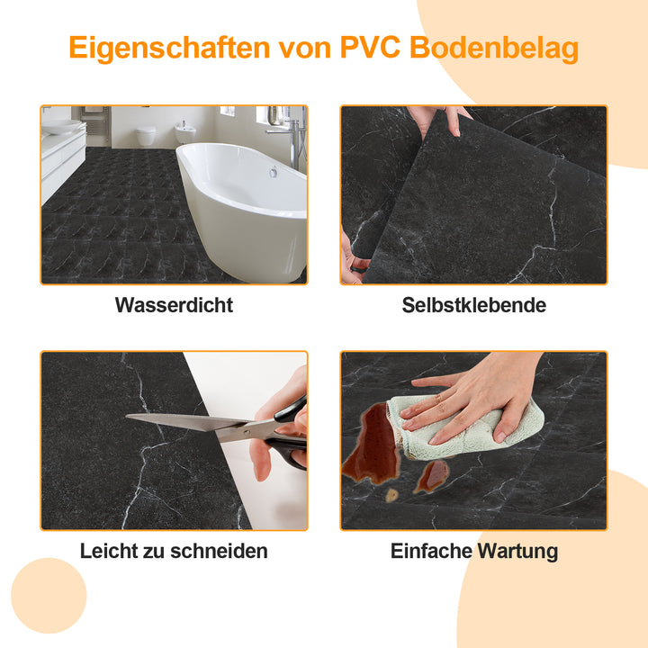 Sonnewelt PVC Bodenbelag Selbstklebend Fliesen 30x30cm