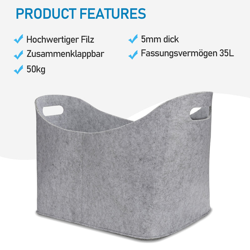 Sonnewelt Feuerholzkorb Kaminholz Filztasche 35L
