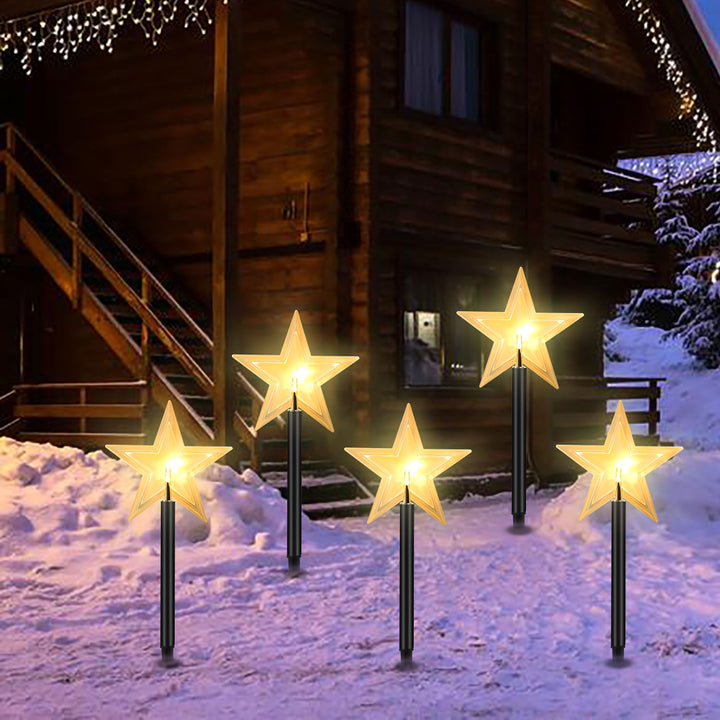Sonnewelt 5 Pcs Stars Christmas Lights Garden Light