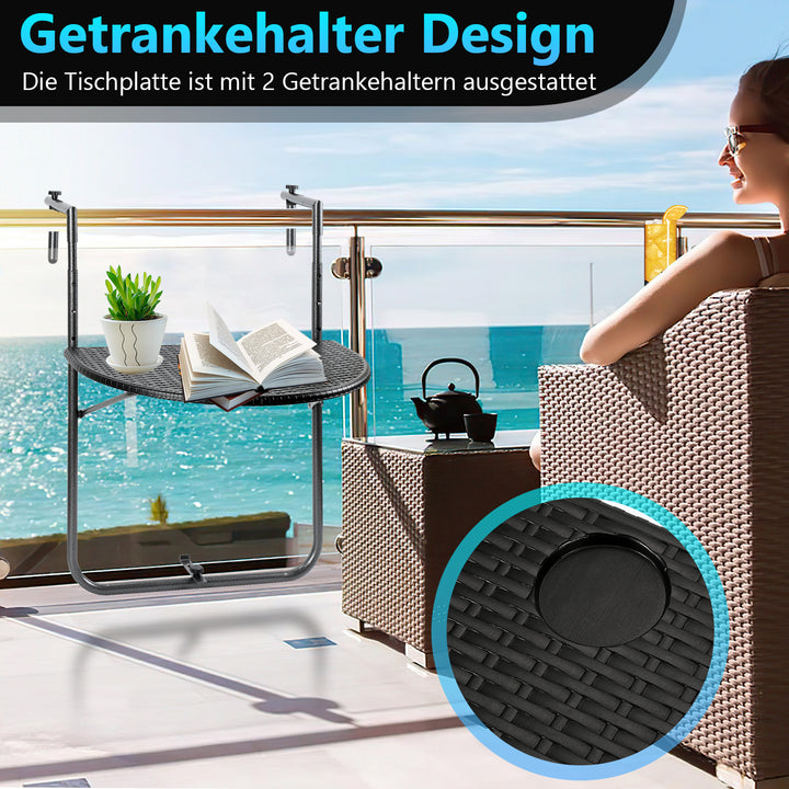 Sonnewelt Balkonhängetisch klappbar Balkontisch