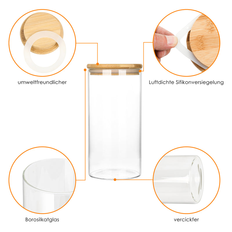 Sonnewelt Vorratsgläser 3er set mit 20 Aufklebern&1 Stift auf Wasserbasis