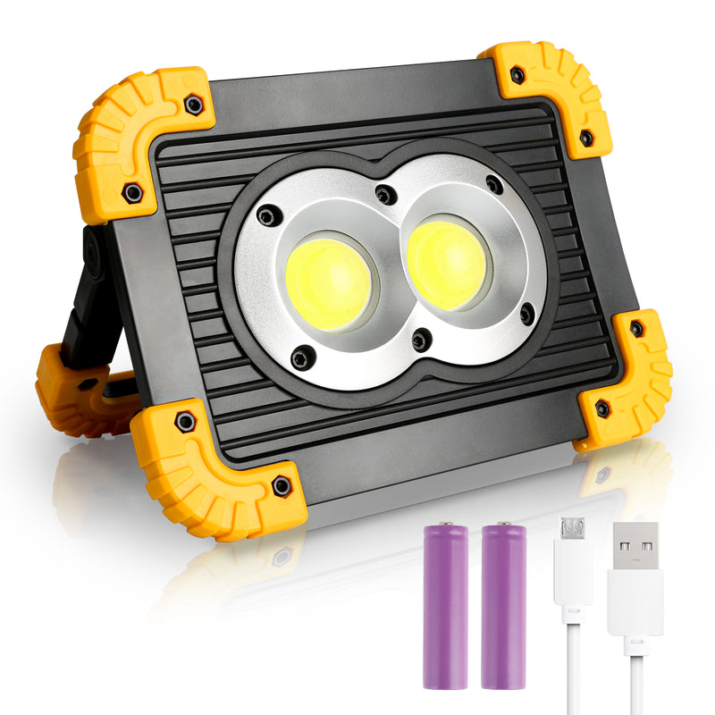Sonnewelt LED Baustrahler Akku 30W Kaltweiß mit USB Ausgang-Ports