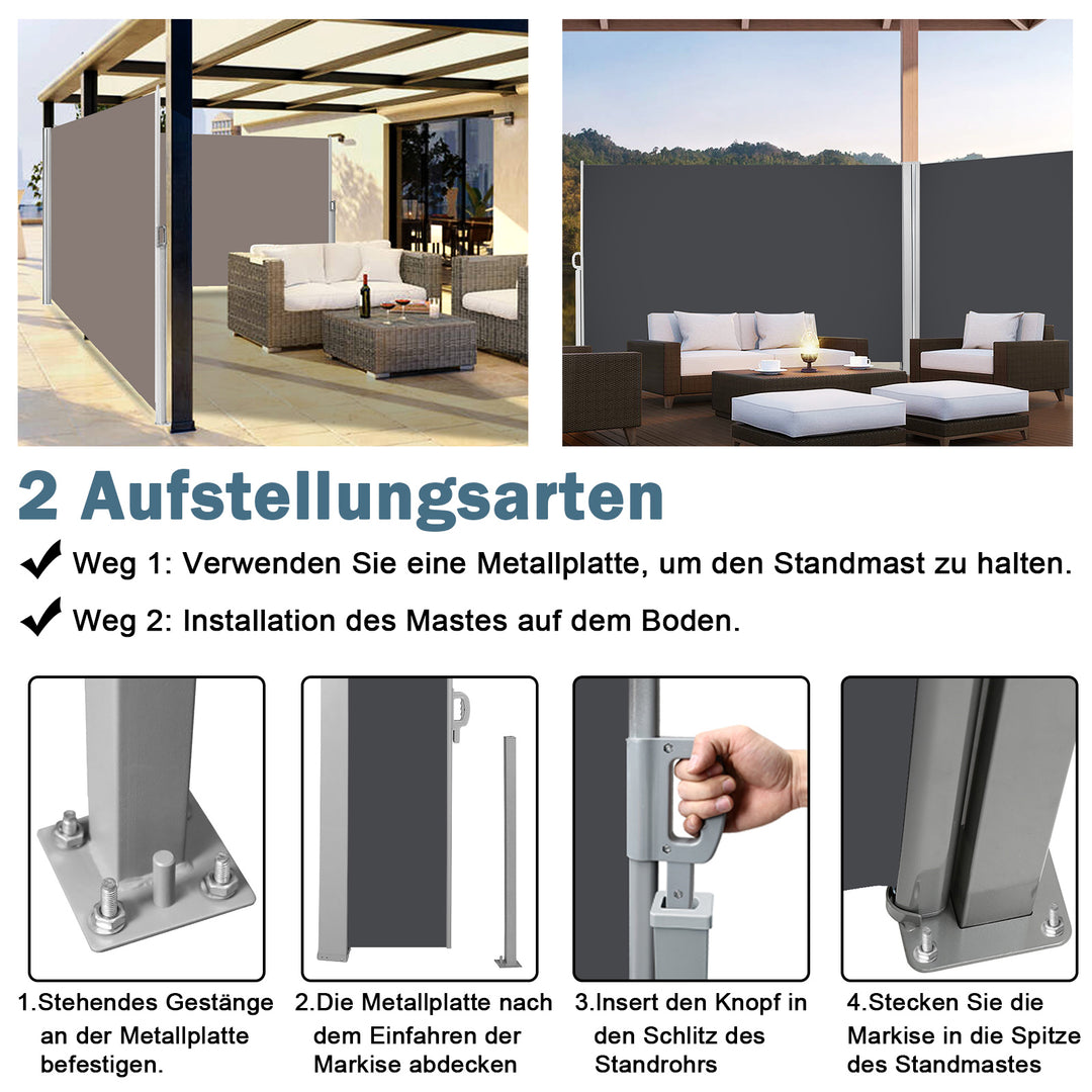 Sonnewelt Seitenmarkise Sichtschutz Ausziehbar