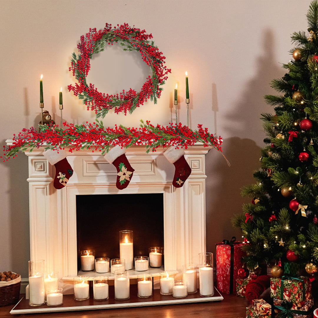 Sonnewelt 180 cm Christmas garland with red berries