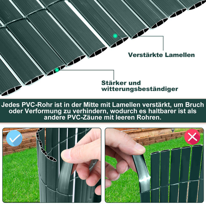 Sonnewelt PVC Sichtschutzmatte mit Kabelbindern Doppelte Verstärkung