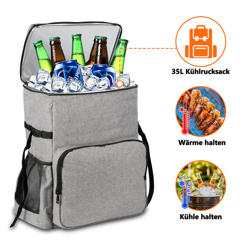 Sonnewelt Kühlrucksack Thermo Rucksack 35L mit Picknickmatte