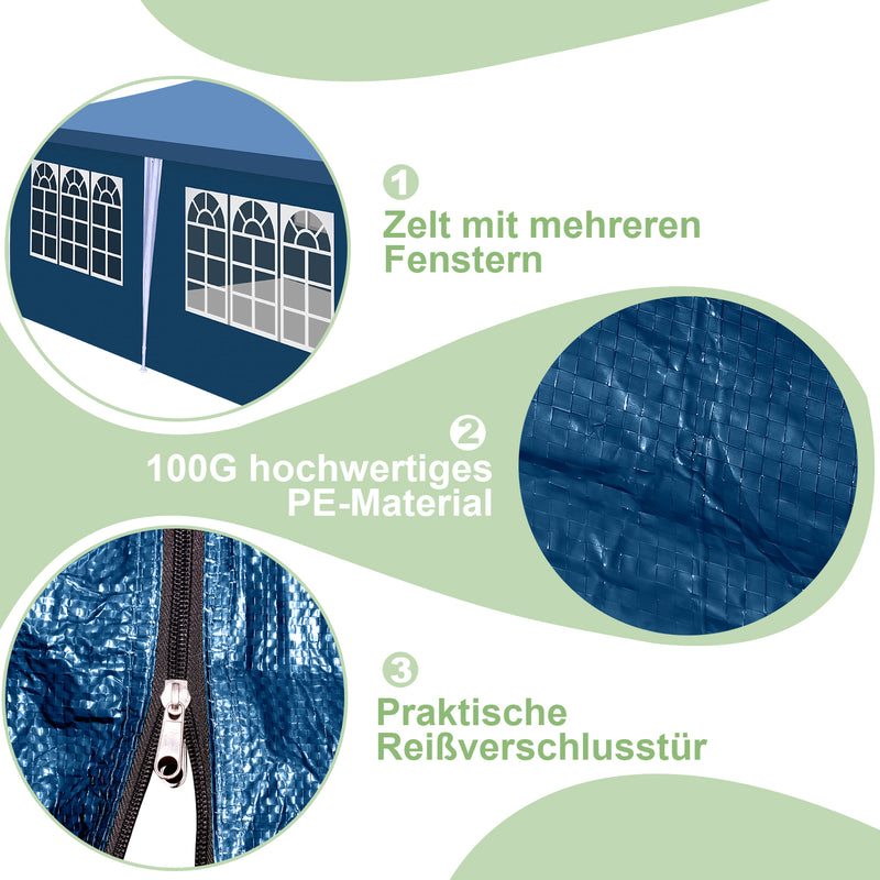 Sonnewelt Pavillon 3x3m Partyzelt Wasserdicht mit Seitenteilen