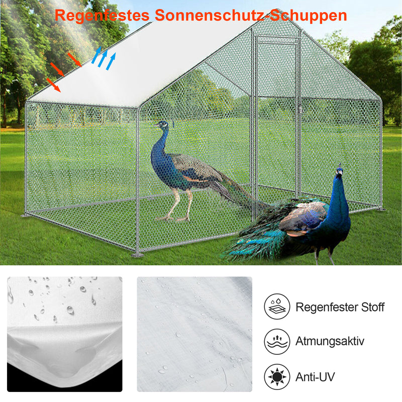Sonnewelt Hühnerstall Metall Freilaufgehege mit Dachplane 3*2*2m
