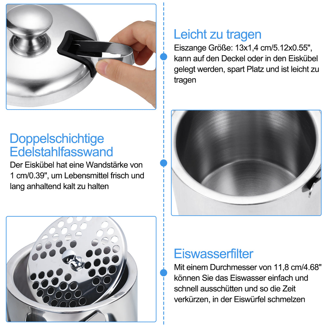 Sonnewelt Eiskühler Eiseimer Edelstahl mit Deckel