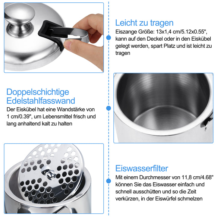 Sonnewelt Eiskühler Eiseimer Edelstahl mit Deckel