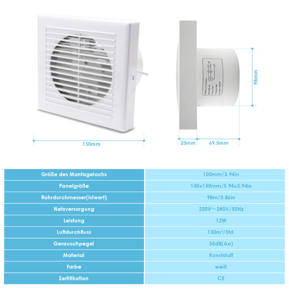 Sonnewelt bathroom fan exhaust fan 10cm/15cm