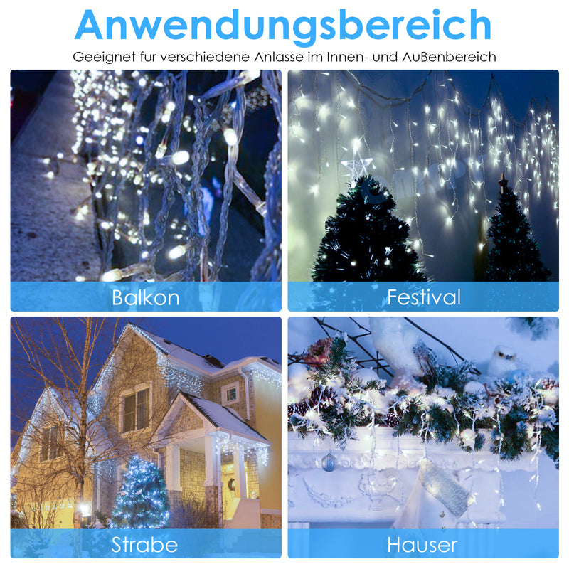 Sonnewelt LED Eisregen Lichterkette 200/400/600 LEDs