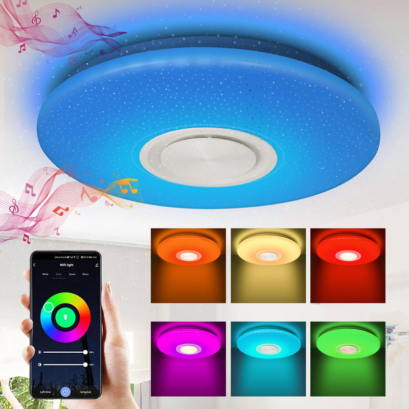 Sonnewelt Led Deckenlampe 36W Dimmbar RGB Bluetooth APP Steuerung