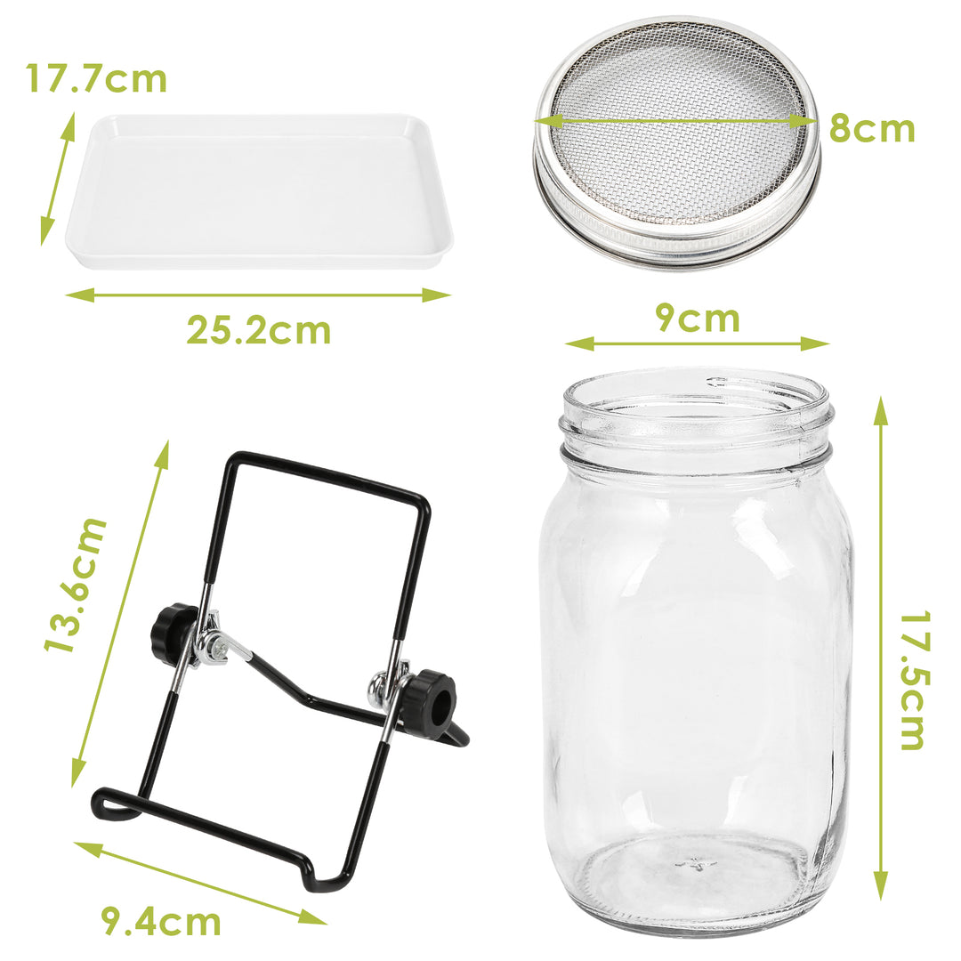 Sonnewelt 2 sprout glass germination glass with lid &amp; sieve 950ML