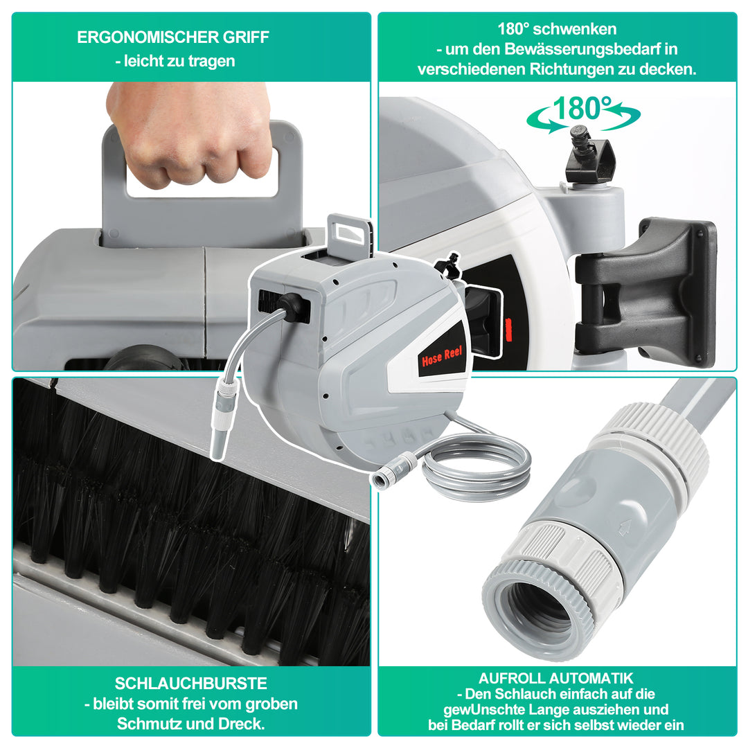 Sonnewelt Schlauchtrommel mit Handbrause und Gartenschlauch