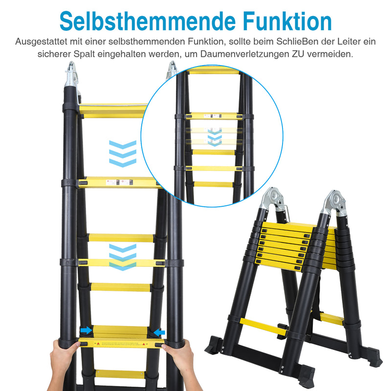 Sonnewelt Teleskopleiter Tragbar Alu Max Belastung 150 kg