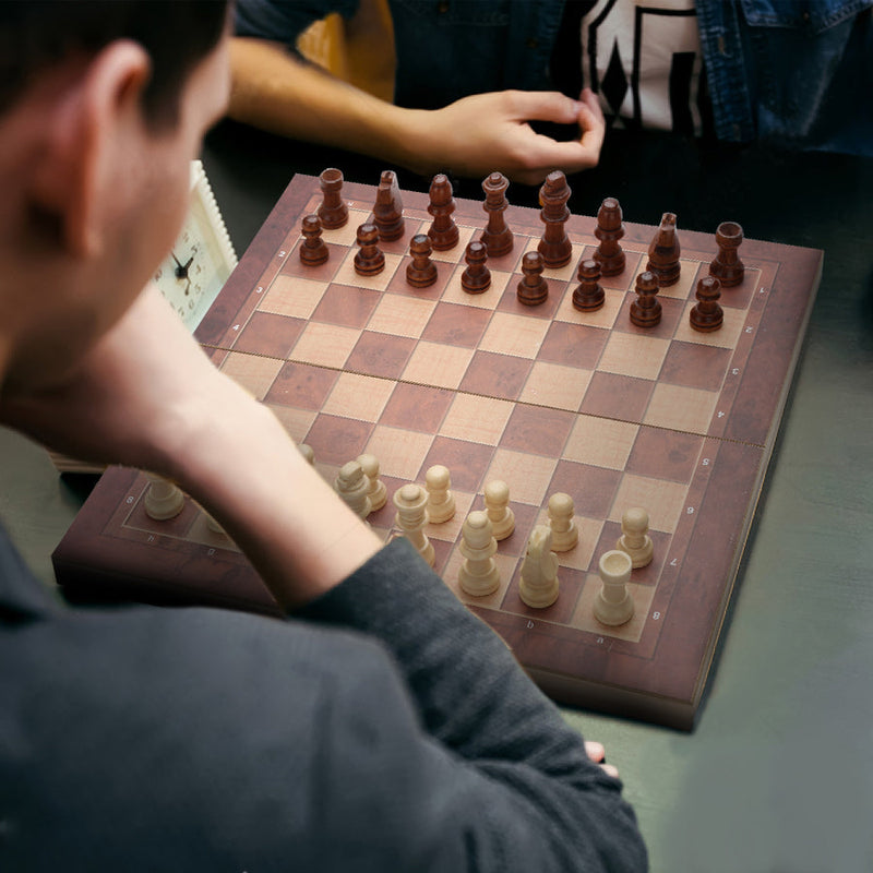 Sonnewelt Schachspiel 3 in 1 Faltbares Schachbrett 29x29CM