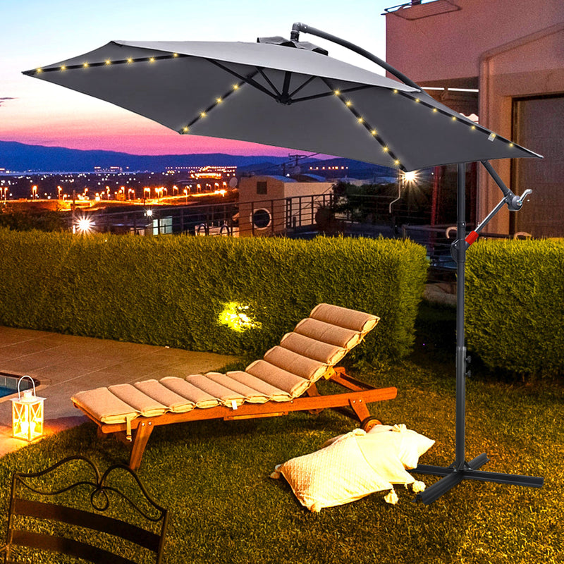 Sonnewelt Ampelschirm Sonnenschirm Ø300cm Ø350cm mit LED Solar