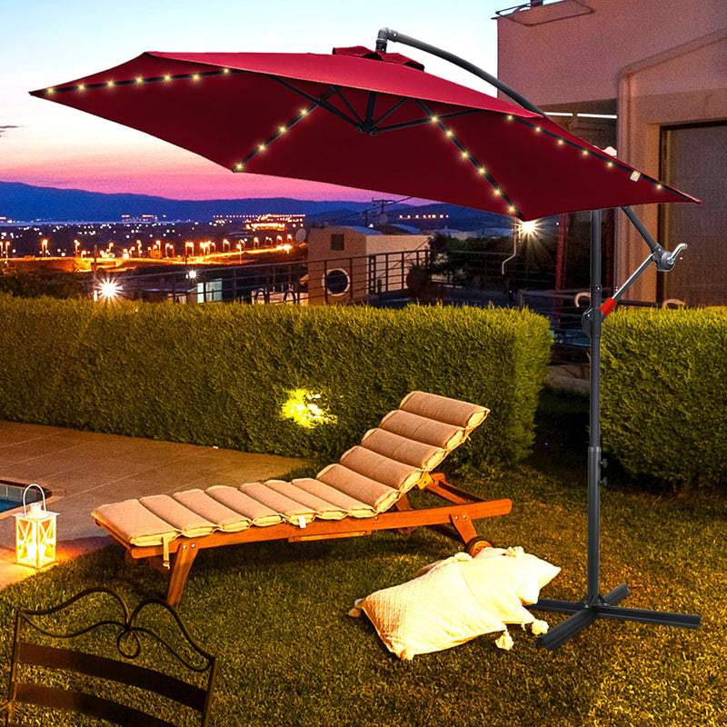 Sonnewelt Ampelschirm Sonnenschirm Ø300cm Ø350cm mit LED Solar