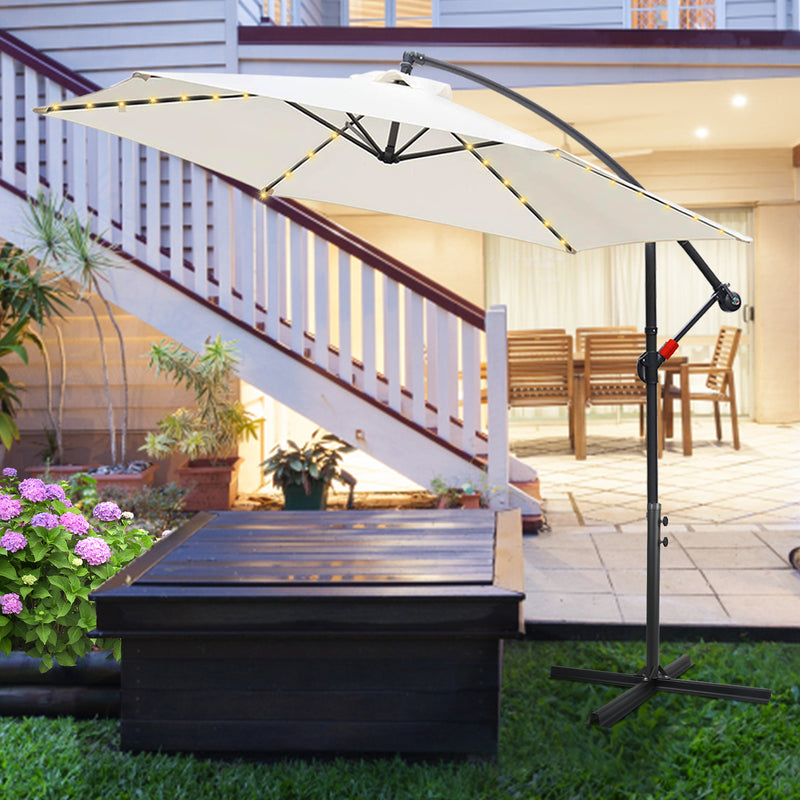 Sonnewelt Ampelschirm Sonnenschirm Ø300cm Ø350cm mit LED Solar