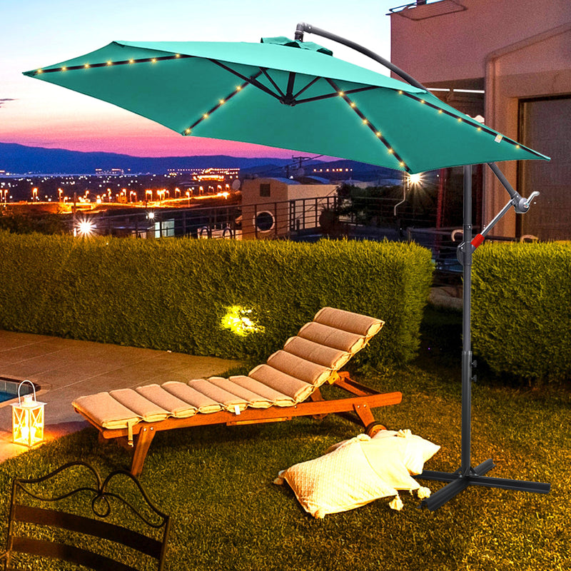 Sonnewelt Ampelschirm Sonnenschirm Ø300cm Ø350cm mit LED Solar