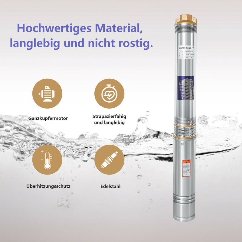 Sonnenwelt Tiefbrunnenpumpe für Gartenbewässerung Edelstahl