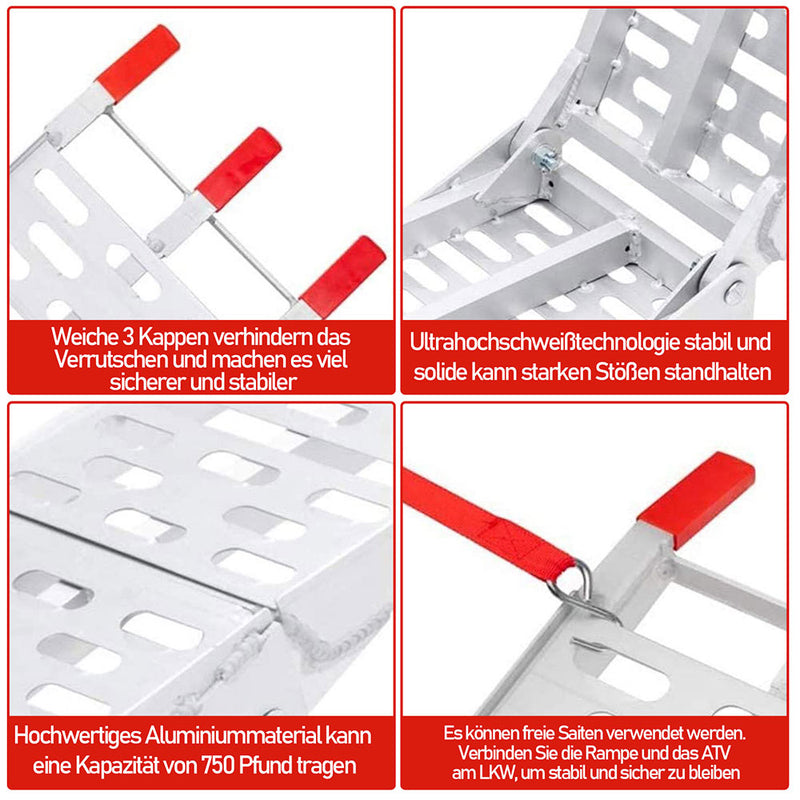 Sonnewelt Auffahrrampe Klappbar 340kg Faltbare Alu Motorradrampe