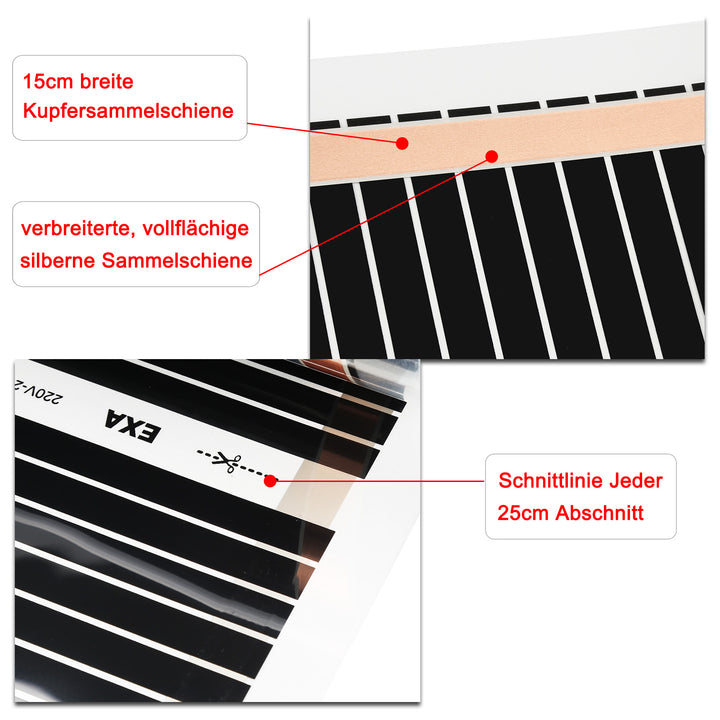 Sonnewelt Infrarot Heizfolie Heizfilm 2mx0.5m