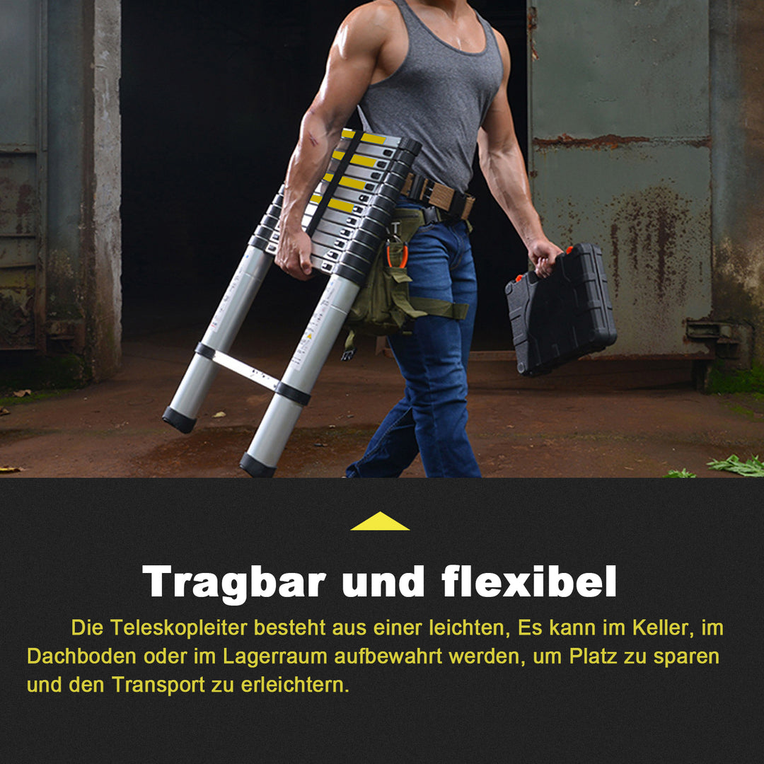 Sonnewelt 3.8m Teleskop Klappleiter Aluminium Bis 150 kg Belastbarkeit