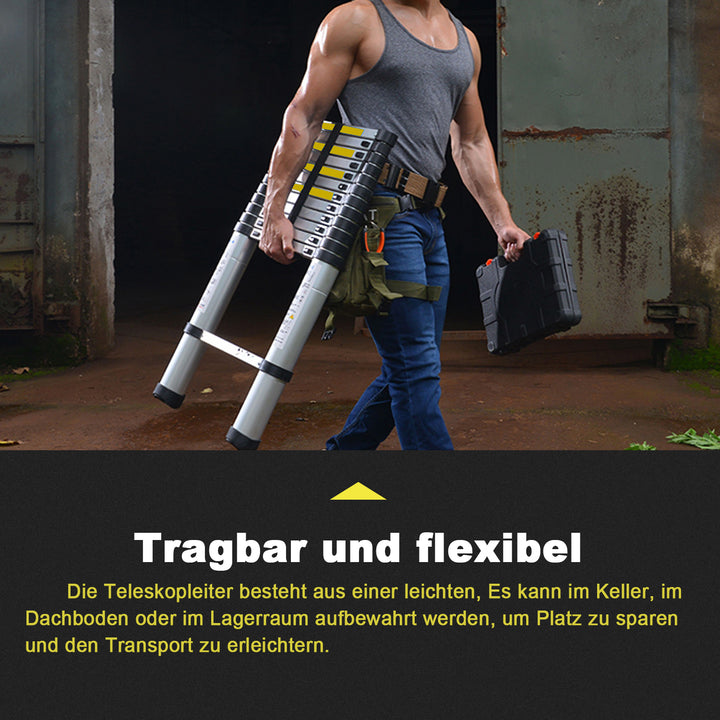 Sonnewelt 3.8m Teleskop Klappleiter Aluminium Bis 150 kg Belastbarkeit