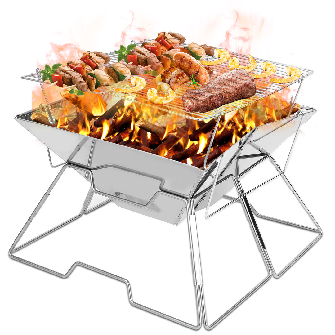 Sonnewelt Klappgrill Edelstahl Camping Holzofen Tragbar