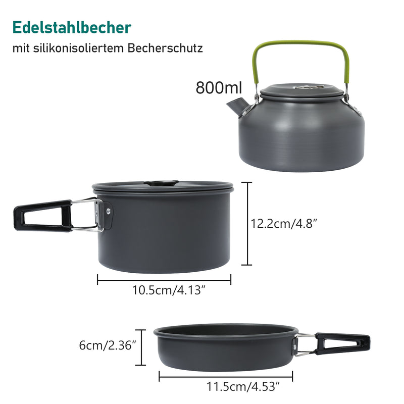 Sonnewelt Camping Cookware Set of 12 for 2-3 Persons