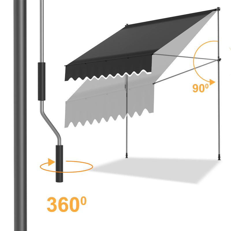 Sonnewelt Klemmmarkise mit Handkurbel mit Solar LED Lichtkette