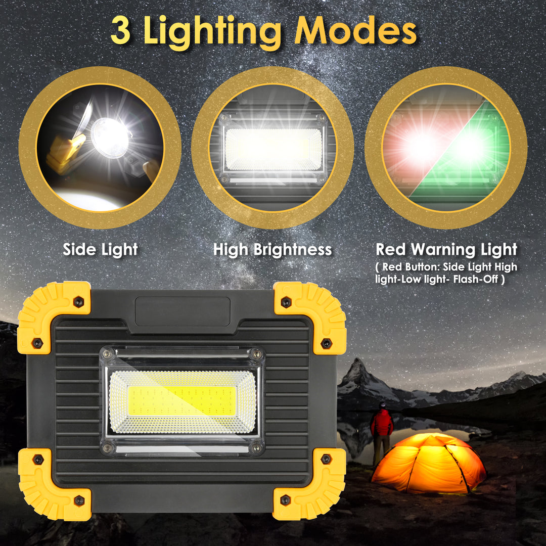 Sonnewelt LED Baustrahler Akku 30W Kaltweiß mit USB Ausgang-Ports