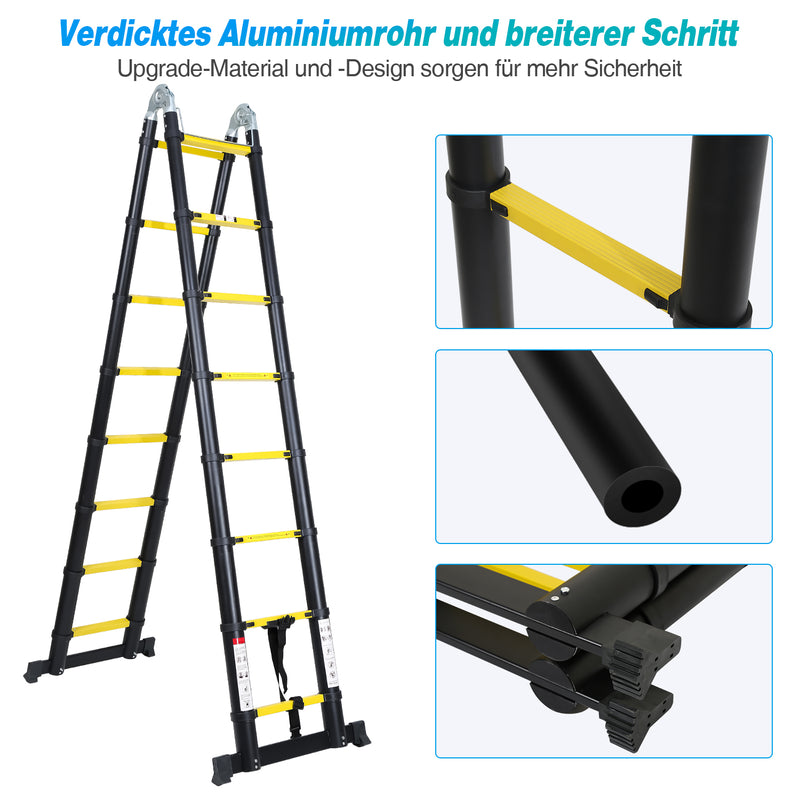 Sonnewelt Teleskopleiter Tragbar Alu Max Belastung 150 kg