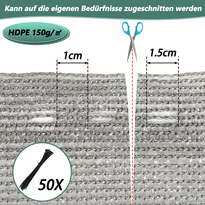 Sonnewelt Sichtschutz HDPE Windschutz Schattennetz Grün/Grau