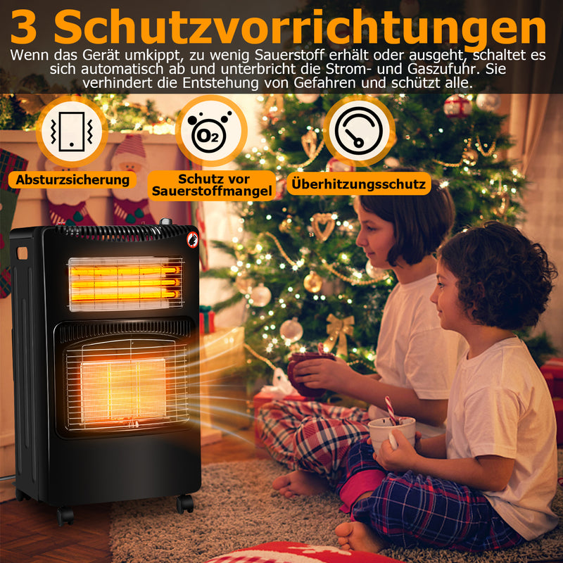 Sonnewelt Gasheizofen 4,2 KW und 1260W Elektrische Gasheizung