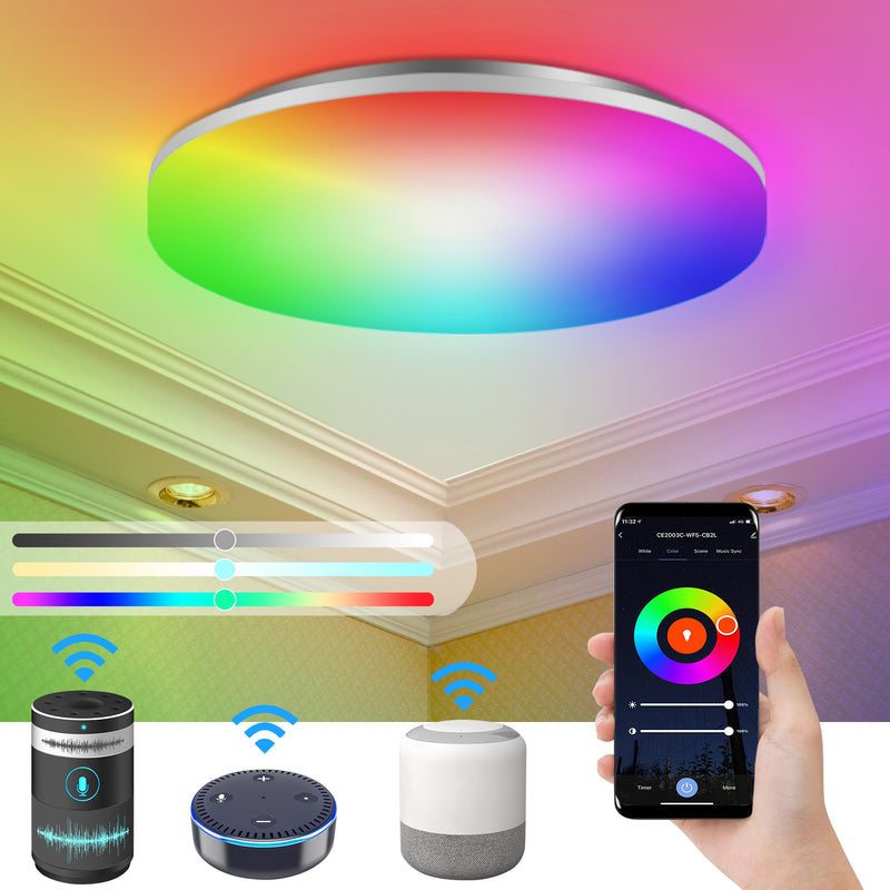 Sonnewelt Alexa Smart Deckenlampe 24W WiFi Dimmbar RGB